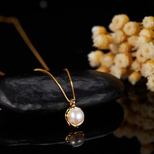 S925 Sterling Silver Pendant With Natural Pearl Necklace